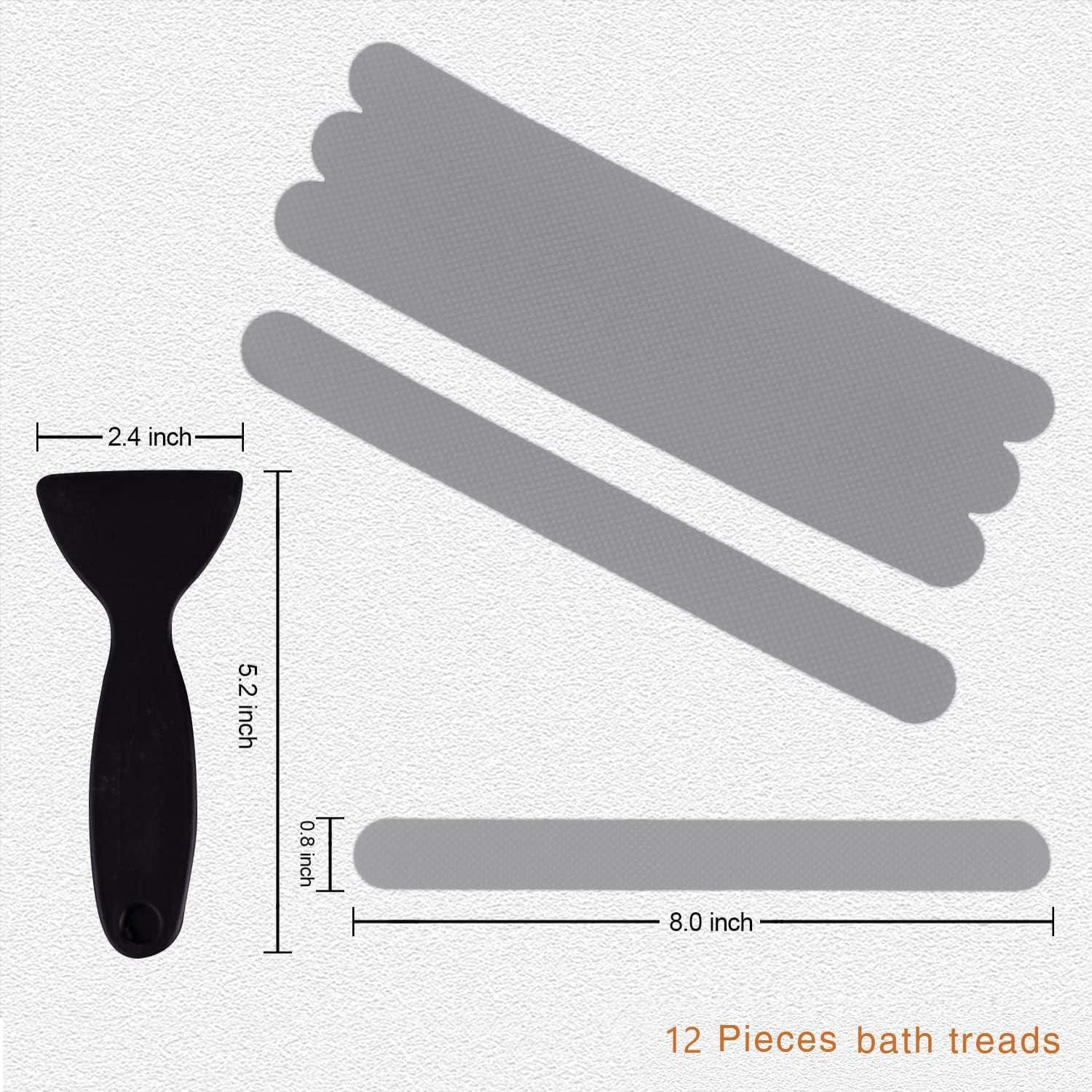 imageAnti Slip Shower Stickers Safety Bathtub Strips Adhesive Decals with Premium Scraper for Bath Tub Shower Stairs Ladders Boats BlueGrey