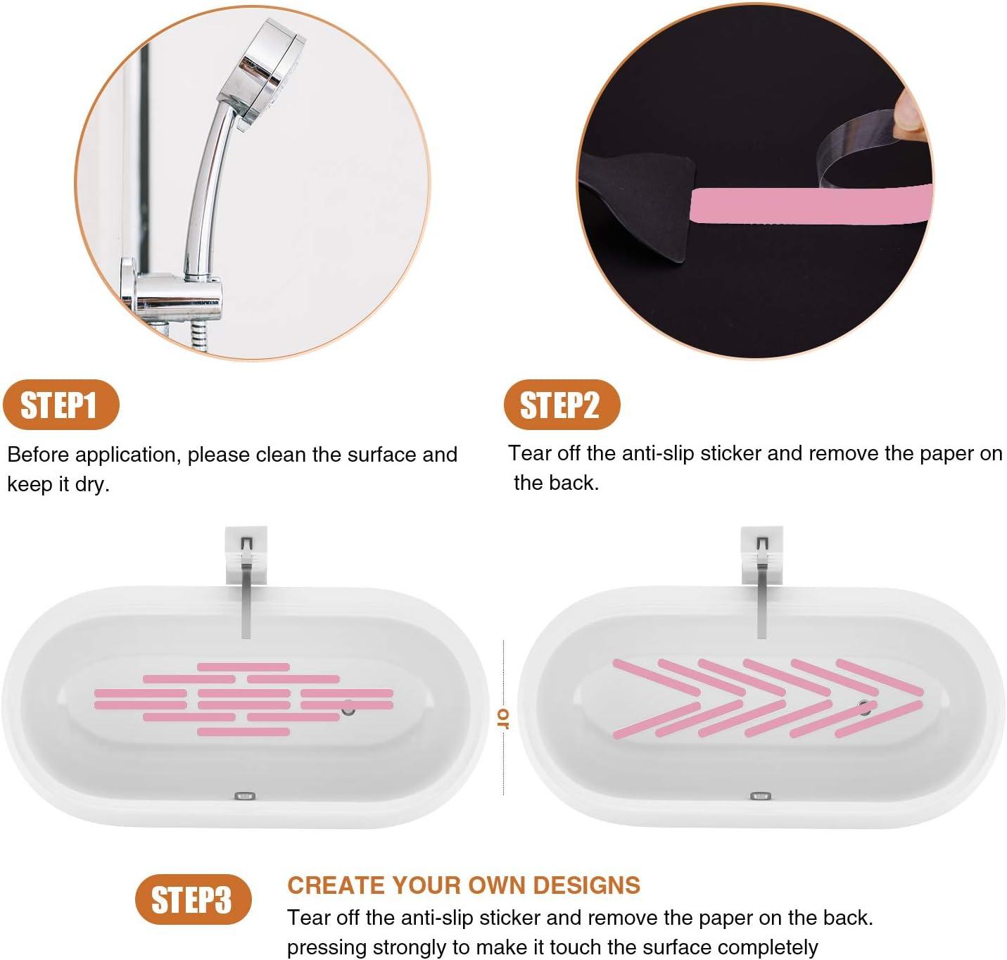 imageAnti Slip Shower Stickers Safety Bathtub Strips Adhesive Decals with Premium Scraper for Bath Tub Shower Stairs Ladders Boats BluePink