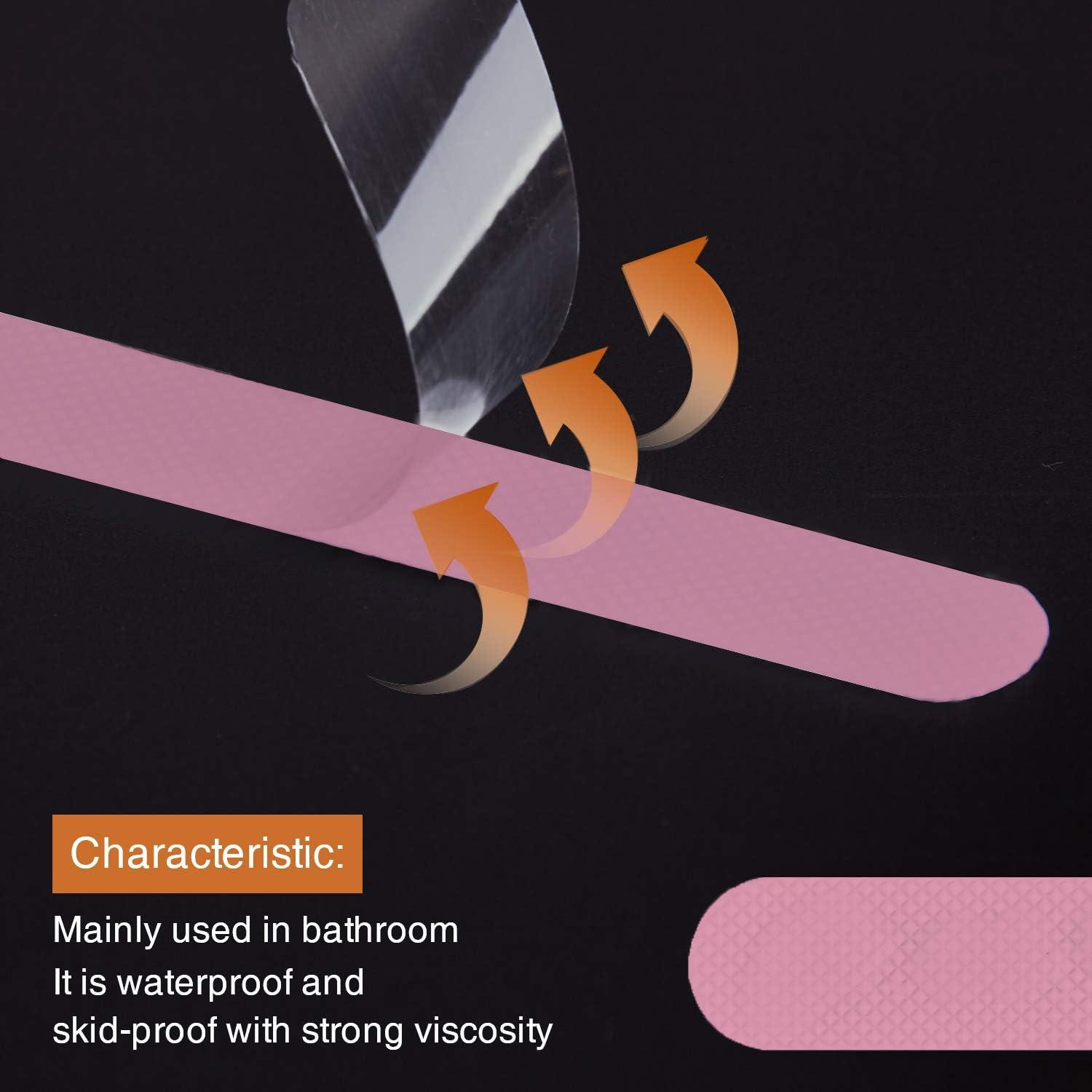 imageAnti Slip Shower Stickers Safety Bathtub Strips Adhesive Decals with Premium Scraper for Bath Tub Shower Stairs Ladders Boats BluePink