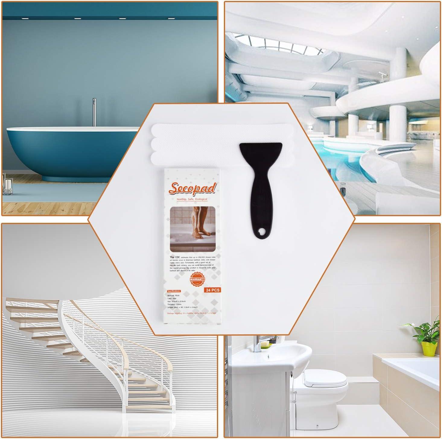 imageAnti Slip Shower Stickers Safety Bathtub Strips Adhesive Decals with Premium Scraper for Bath Tub Shower Stairs Ladders Boats BlueWhite