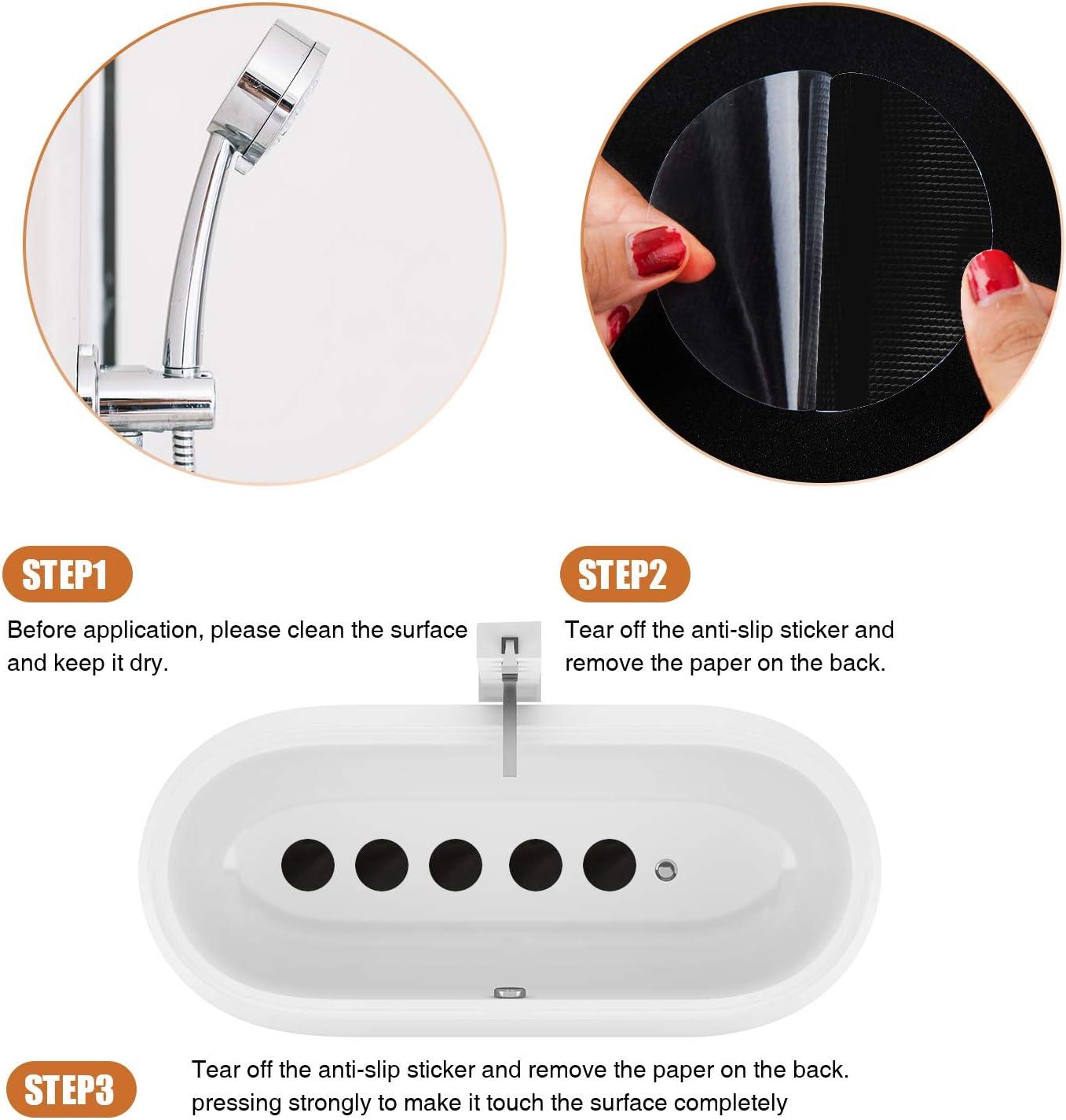 imageBathtub Stickers NonSlip 12PCS Safety Shower Treads Adhesive Appliques with Premium Scraper GreyBlack