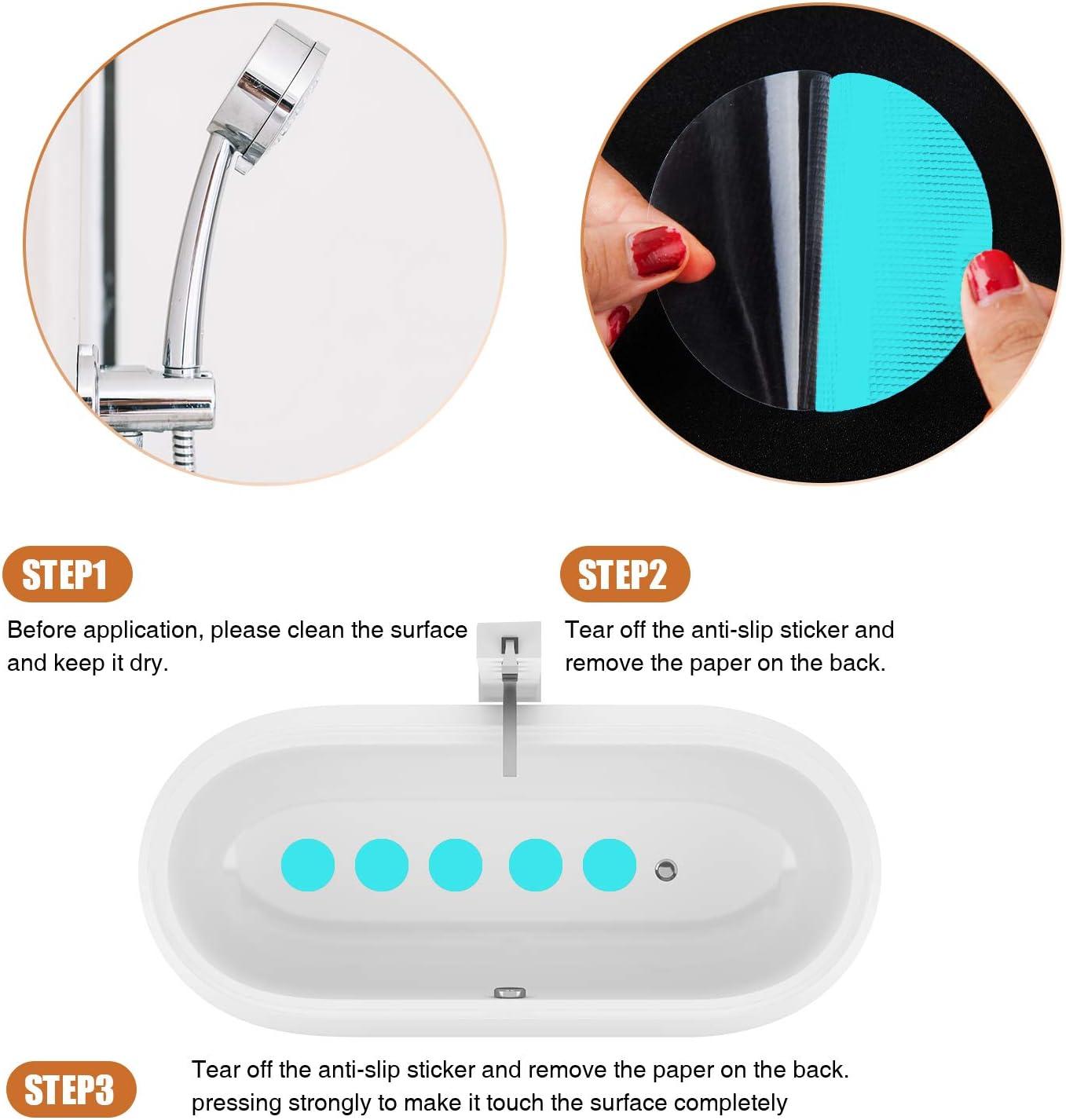 imageBathtub Stickers NonSlip 12PCS Safety Shower Treads Adhesive Appliques with Premium Scraper GreyBlue