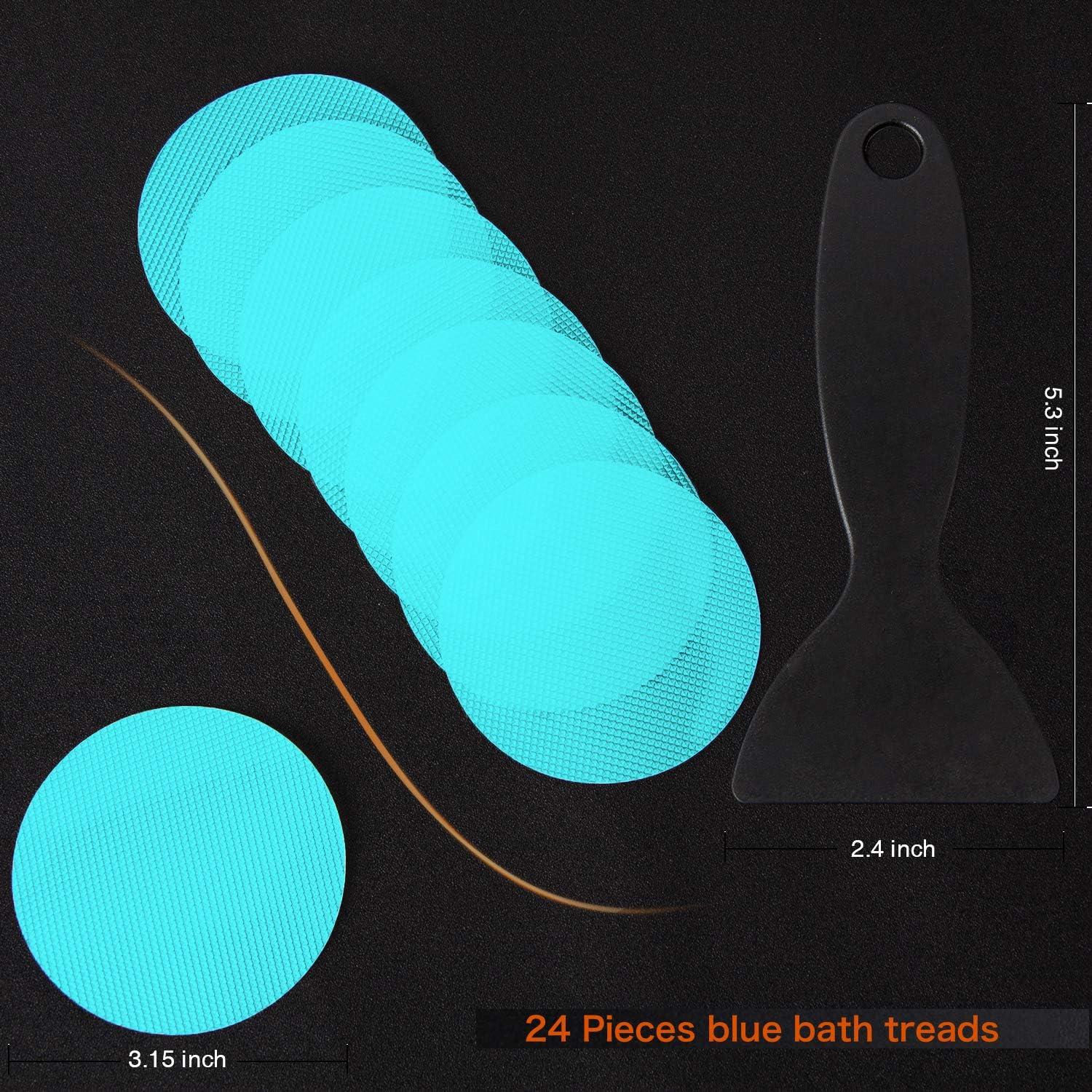 imageBathtub Stickers NonSlip 12PCS Safety Shower Treads Adhesive Appliques with Premium Scraper GreyBlue