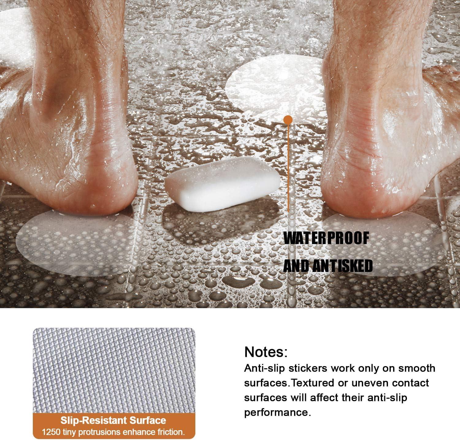imageBathtub Stickers NonSlip 12PCS Safety Shower Treads Adhesive Appliques with Premium Scraper GreyClear