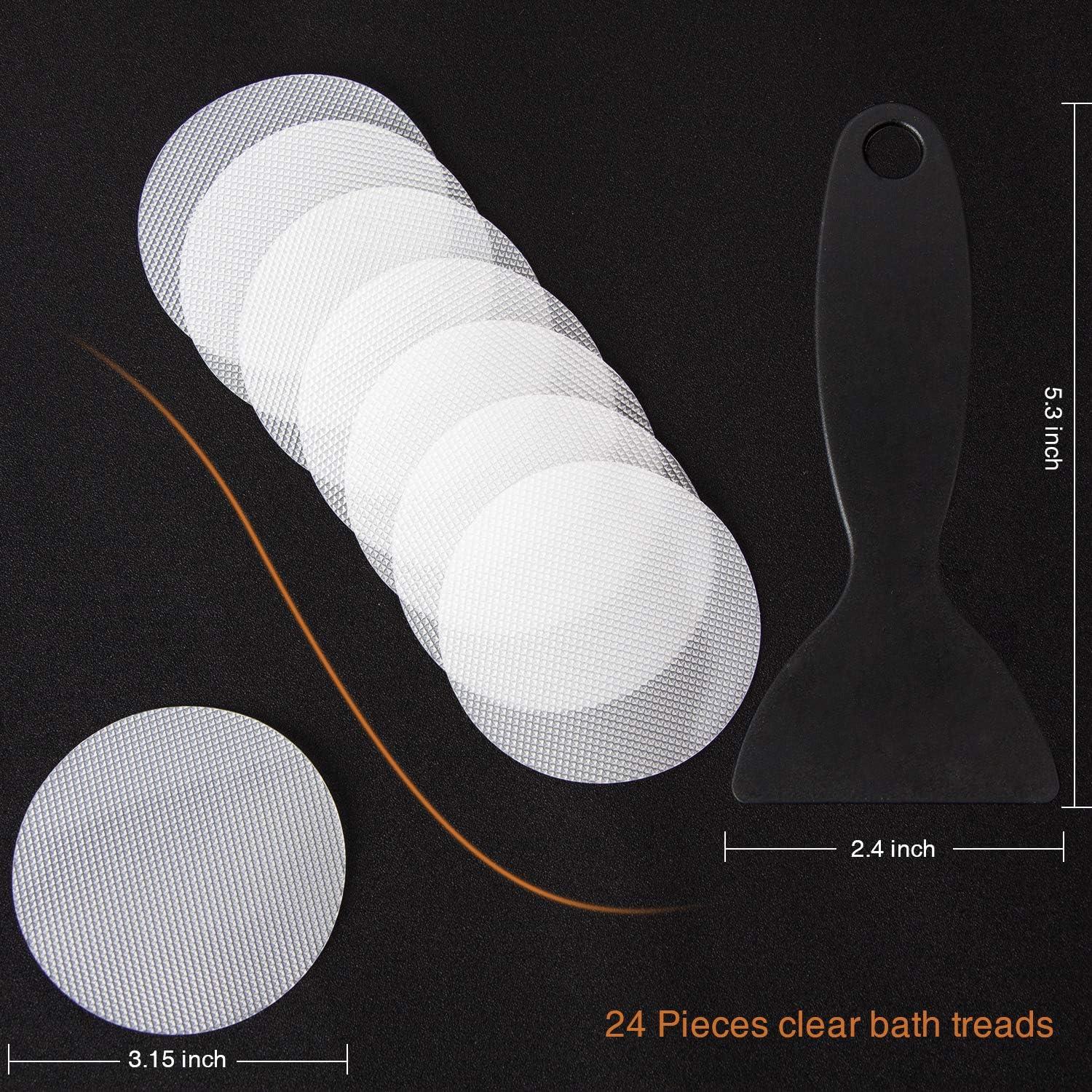 imageBathtub Stickers NonSlip 12PCS Safety Shower Treads Adhesive Appliques with Premium Scraper GreyClear