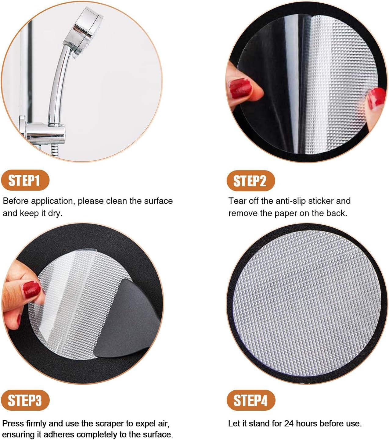 imageBathtub Stickers NonSlip 12PCS Safety Shower Treads Adhesive Appliques with Premium Scraper GreyClear