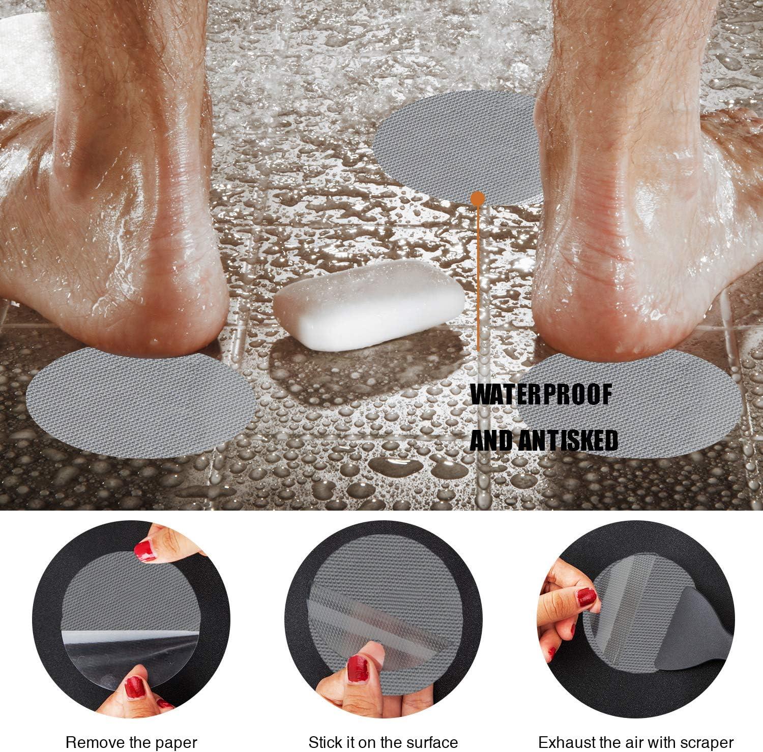 imageBathtub Stickers NonSlip 12PCS Safety Shower Treads Adhesive Appliques with Premium Scraper GreyGrey