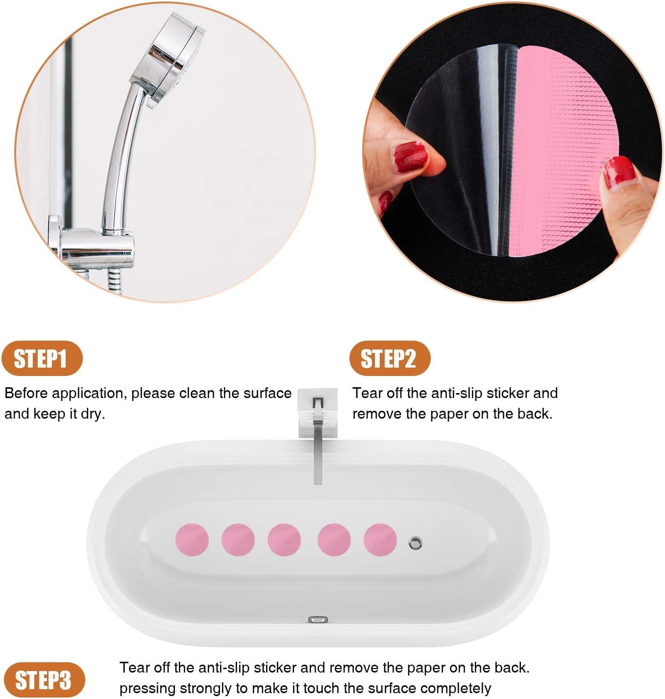 imageBathtub Stickers NonSlip 12PCS Safety Shower Treads Adhesive Appliques with Premium Scraper GreyPink