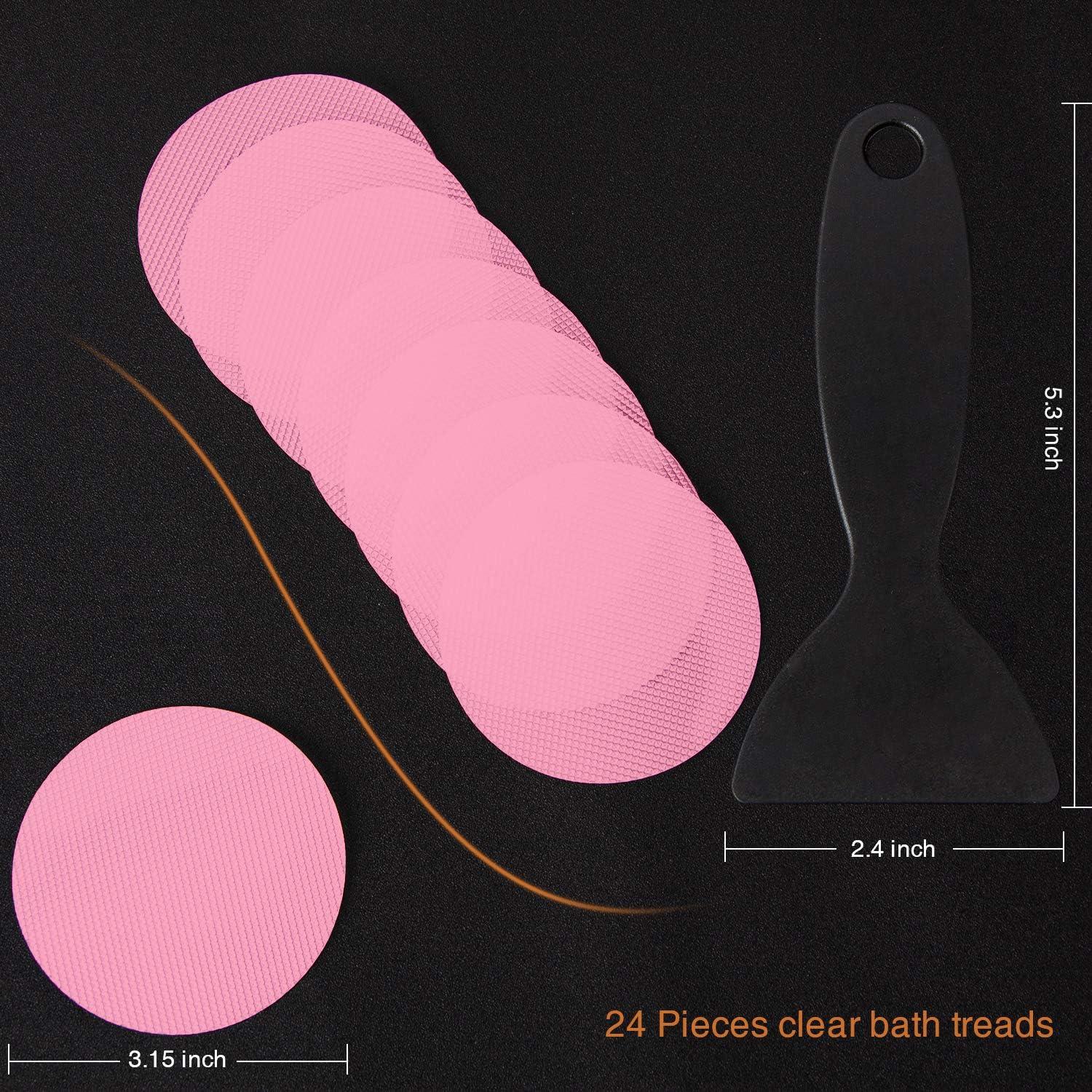 imageBathtub Stickers NonSlip 12PCS Safety Shower Treads Adhesive Appliques with Premium Scraper GreyPink