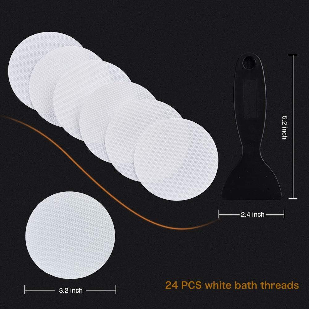 imageBathtub Stickers NonSlip 12PCS Safety Shower Treads Adhesive Appliques with Premium Scraper GreyWhite
