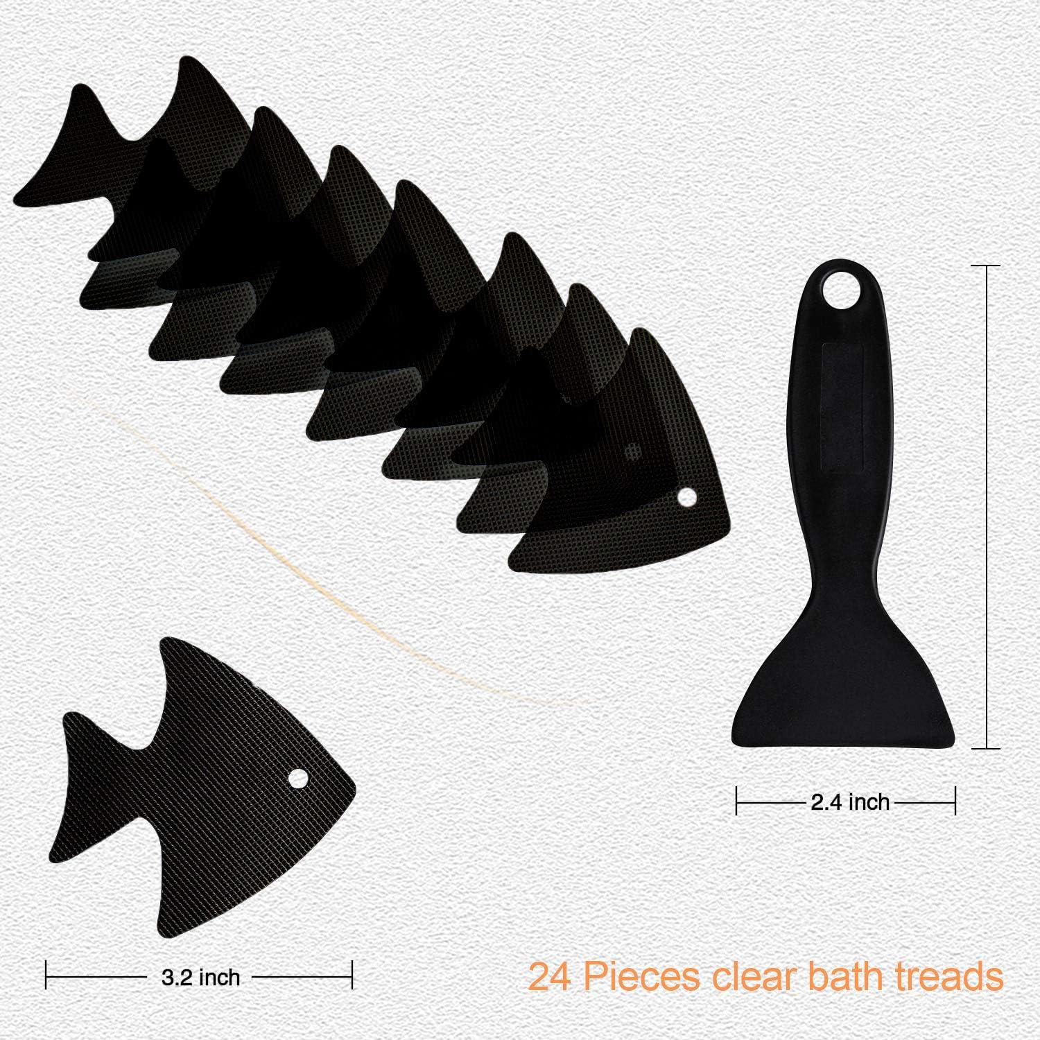 imageBathtub Stickers NonSlip 24 PCS Safety Shower Treads Adhesive Appliques with Premium ScraperBlack