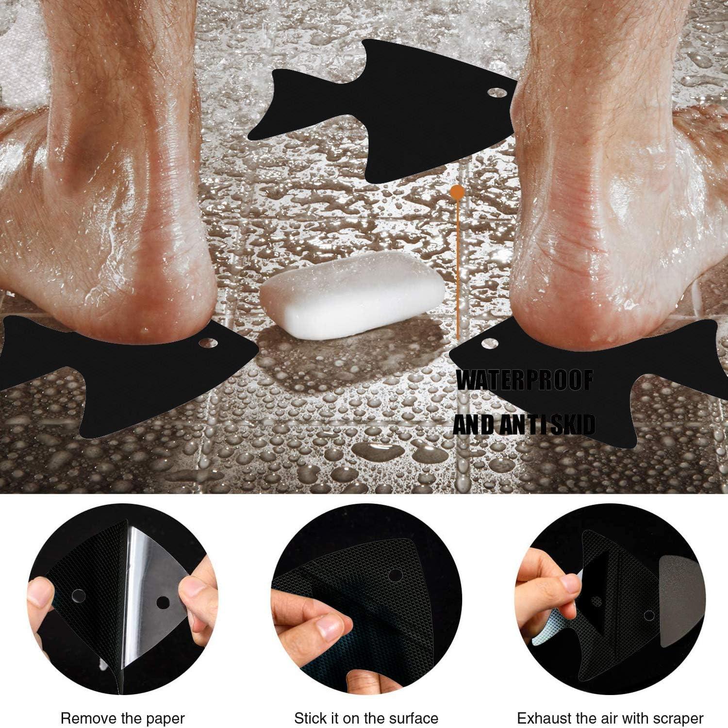 imageBathtub Stickers NonSlip 24 PCS Safety Shower Treads Adhesive Appliques with Premium ScraperBlack