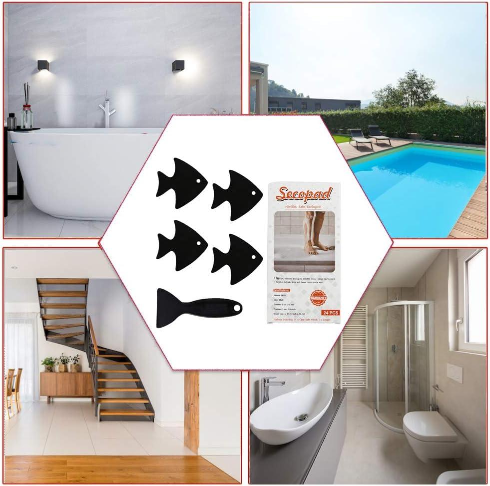imageBathtub Stickers NonSlip 24 PCS Safety Shower Treads Adhesive Appliques with Premium ScraperBlack