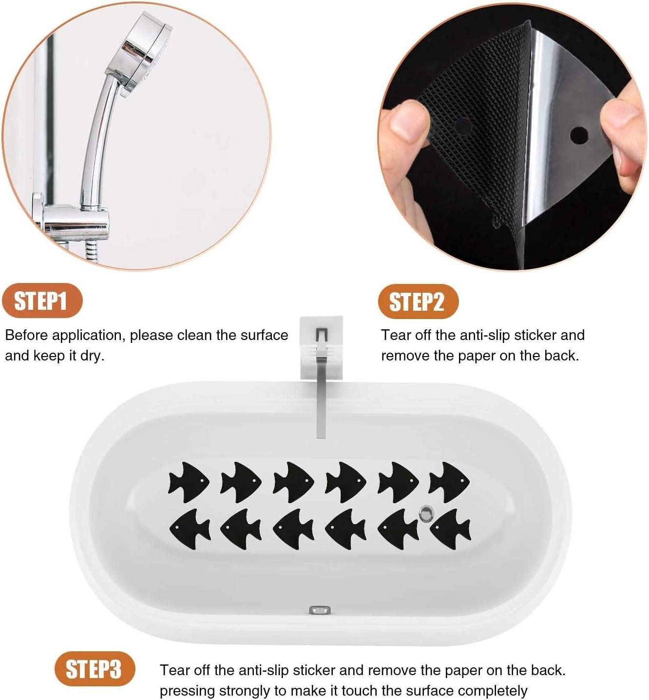 imageBathtub Stickers NonSlip 24 PCS Safety Shower Treads Adhesive Appliques with Premium ScraperBlack