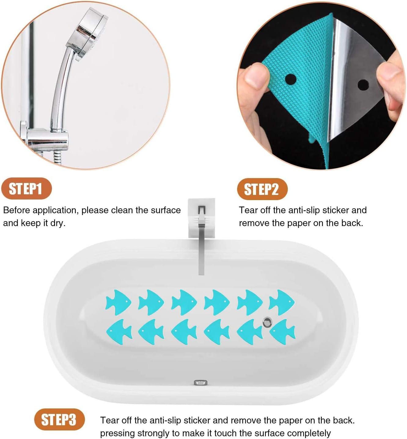 imageBathtub Stickers NonSlip 24 PCS Safety Shower Treads Adhesive Appliques with Premium ScraperBlue