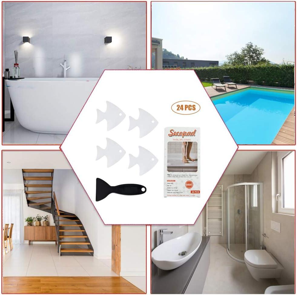imageBathtub Stickers NonSlip 24 PCS Safety Shower Treads Adhesive Appliques with Premium ScraperClear