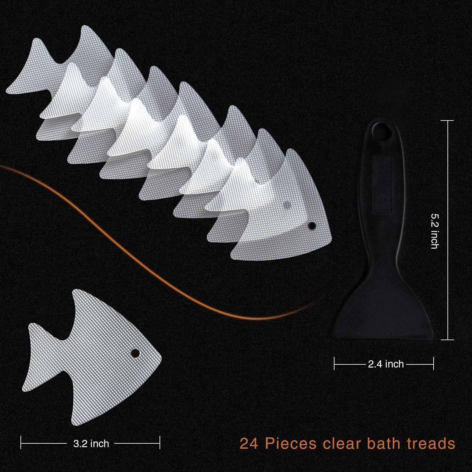 imageBathtub Stickers NonSlip 24 PCS Safety Shower Treads Adhesive Appliques with Premium ScraperClear