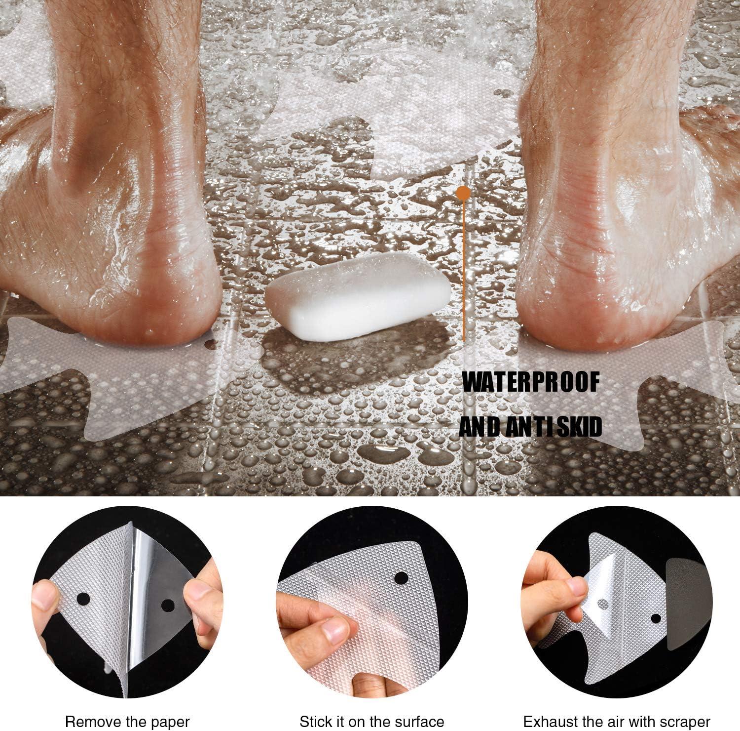 imageBathtub Stickers NonSlip 24 PCS Safety Shower Treads Adhesive Appliques with Premium ScraperClear