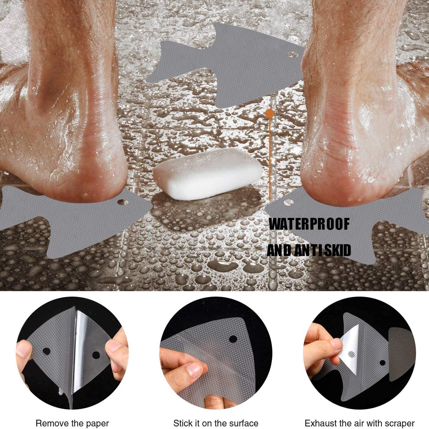 imageBathtub Stickers NonSlip 24 PCS Safety Shower Treads Adhesive Appliques with Premium ScraperGrey
