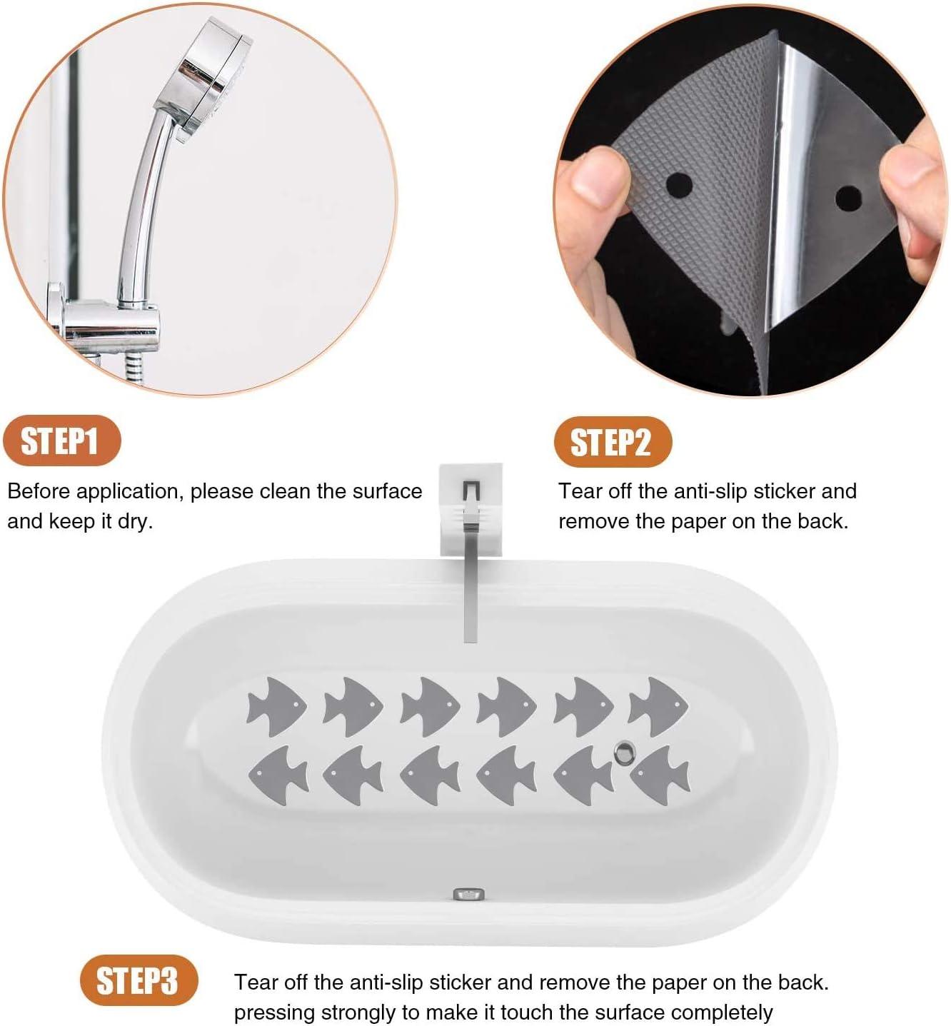 imageBathtub Stickers NonSlip 24 PCS Safety Shower Treads Adhesive Appliques with Premium ScraperGrey