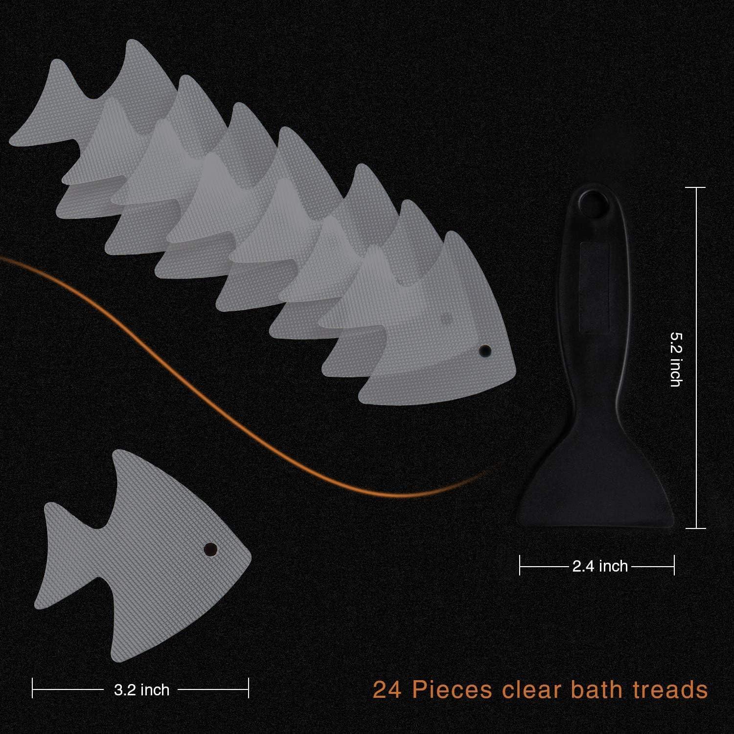 imageBathtub Stickers NonSlip 24 PCS Safety Shower Treads Adhesive Appliques with Premium ScraperGrey