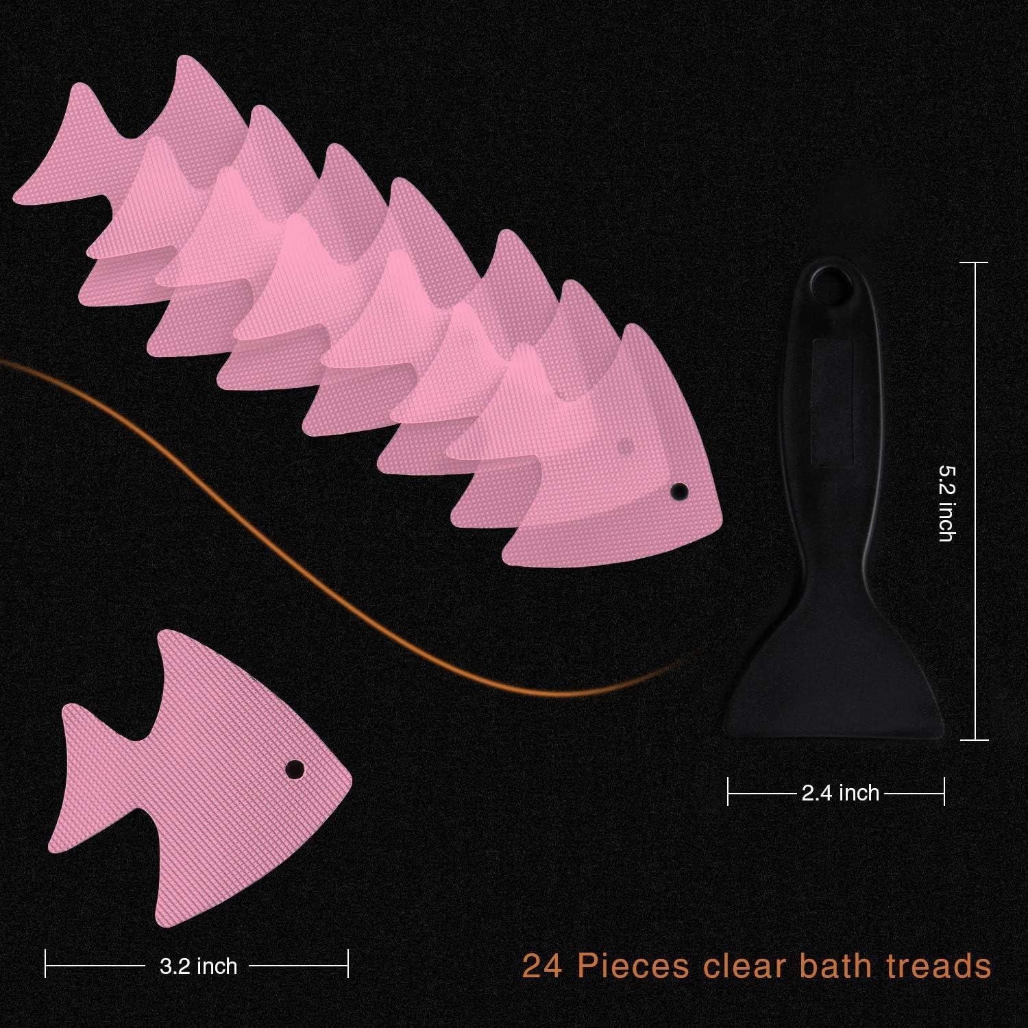 imageBathtub Stickers NonSlip 24 PCS Safety Shower Treads Adhesive Appliques with Premium ScraperPink