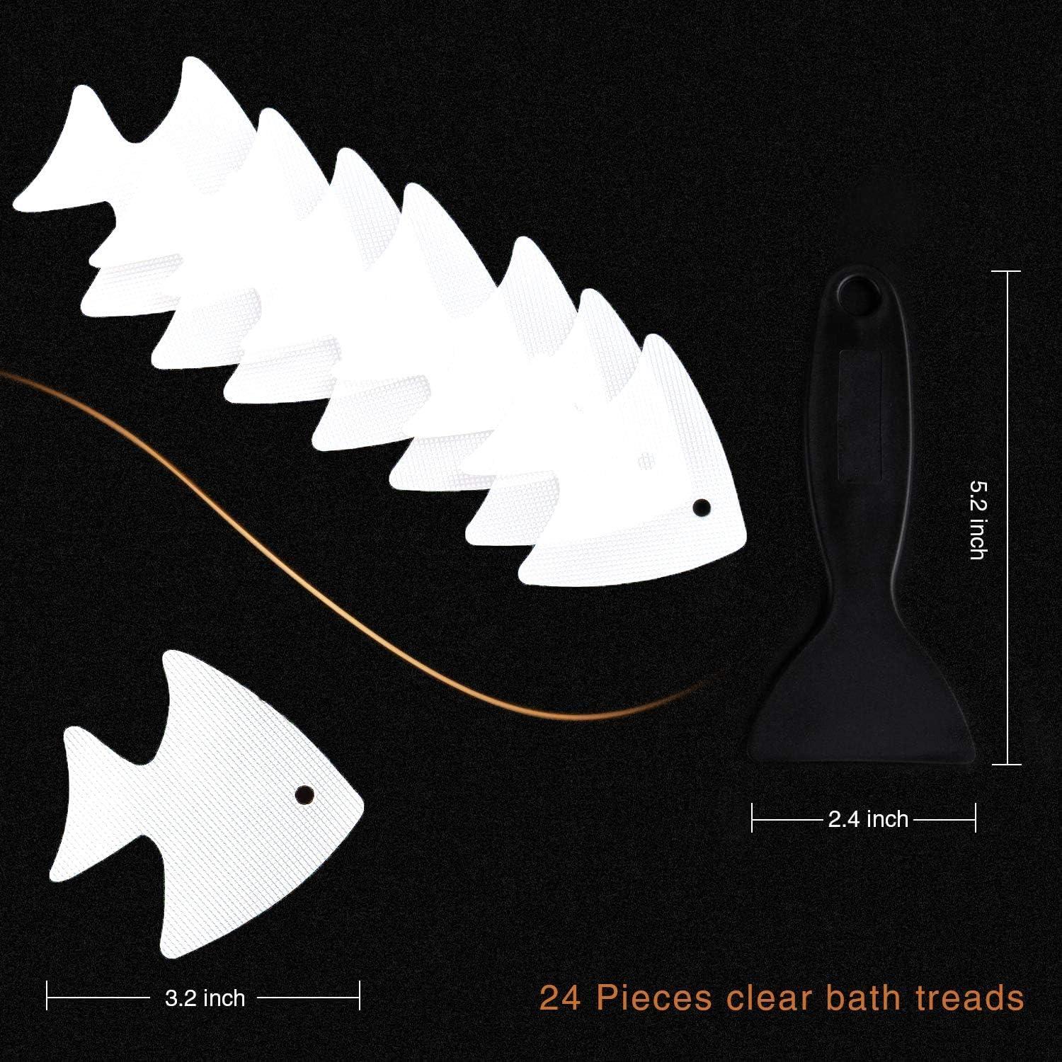imageBathtub Stickers NonSlip 24 PCS Safety Shower Treads Adhesive Appliques with Premium ScraperWhite