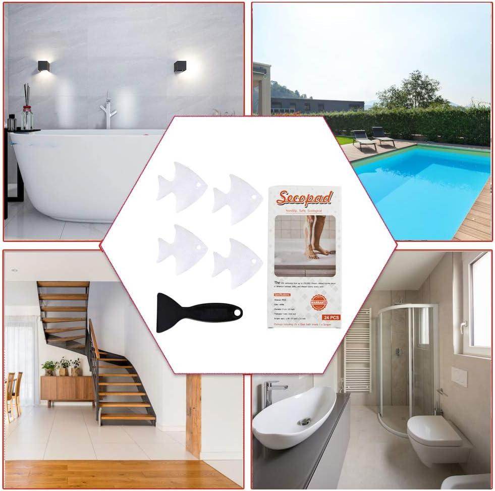 imageBathtub Stickers NonSlip 24 PCS Safety Shower Treads Adhesive Appliques with Premium ScraperWhite