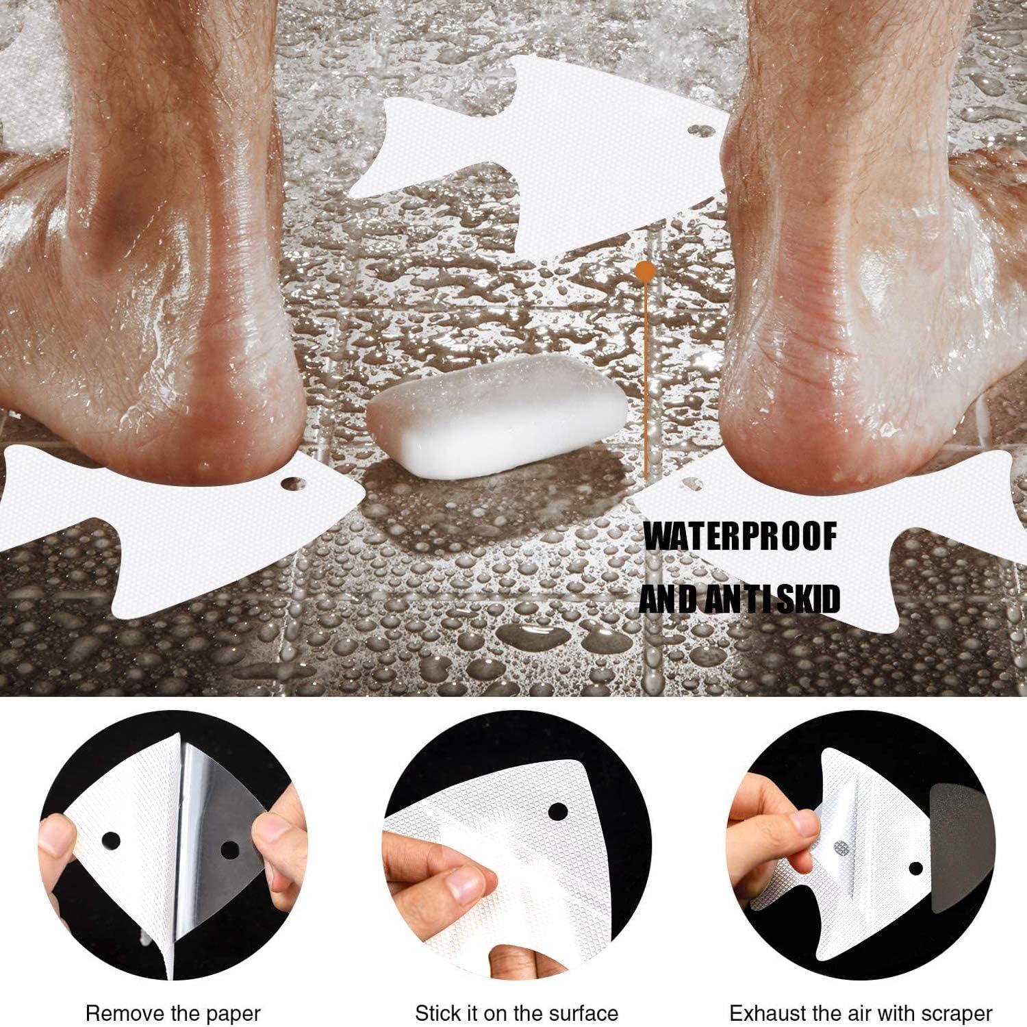 imageBathtub Stickers NonSlip 24 PCS Safety Shower Treads Adhesive Appliques with Premium ScraperWhite