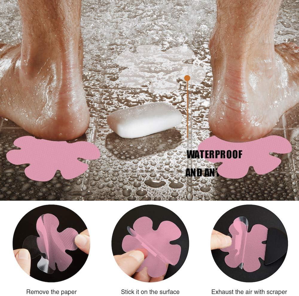 imageBathtub Stickers NonSlip Safety Shower Treads Adhesive Appliques with Premium Scrape Pink