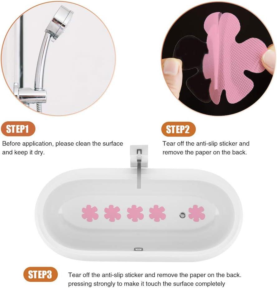 imageBathtub Stickers NonSlip Safety Shower Treads Adhesive Appliques with Premium Scrape Pink