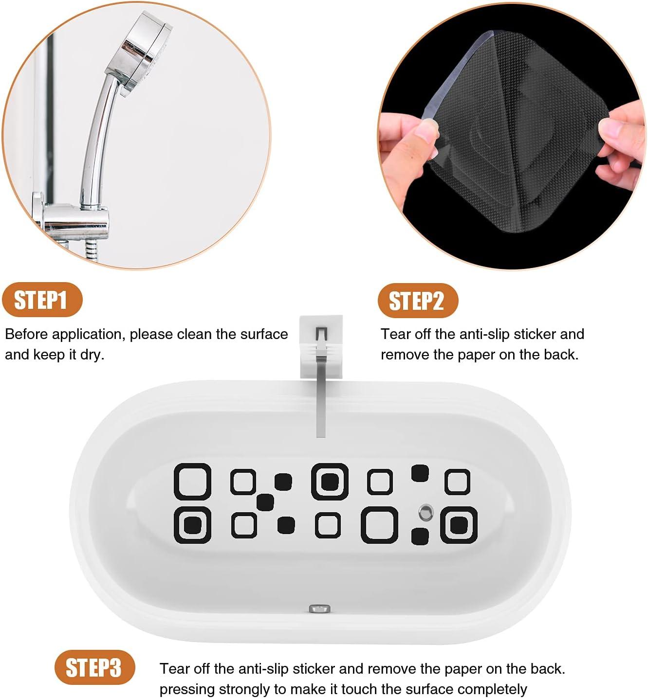 imageNonSlip Bathtub Stickers 36 PCS Safety Bathroom Tubs Showers Treads Adhesive Decals Scraper BlueBlack