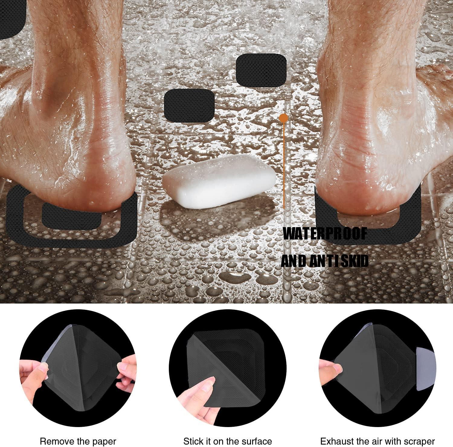 imageNonSlip Bathtub Stickers 36 PCS Safety Bathroom Tubs Showers Treads Adhesive Decals Scraper BlueBlack