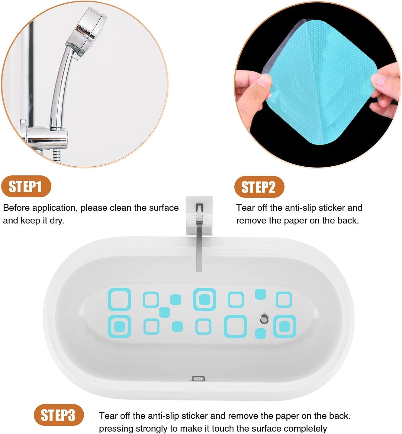 imageNonSlip Bathtub Stickers 36 PCS Safety Bathroom Tubs Showers Treads Adhesive Decals Scraper BlueBlue