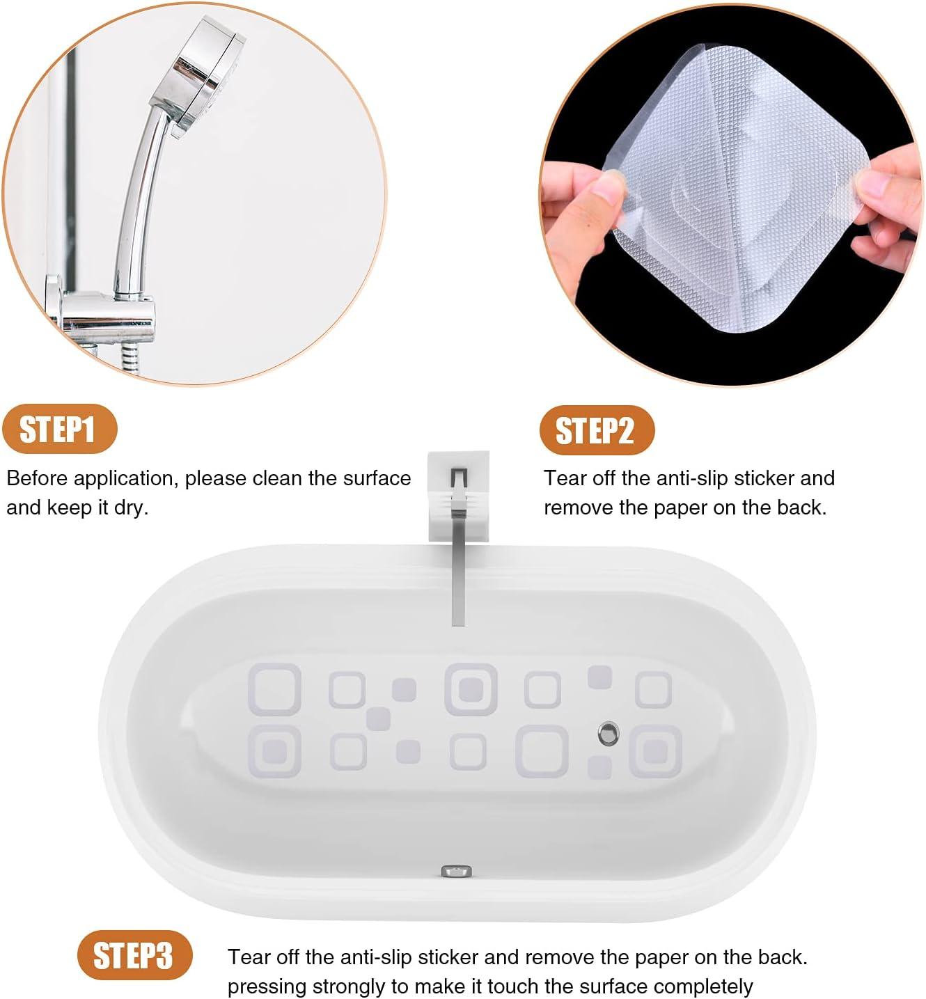 imageNonSlip Bathtub Stickers 36 PCS Safety Bathroom Tubs Showers Treads Adhesive Decals Scraper BlueClear