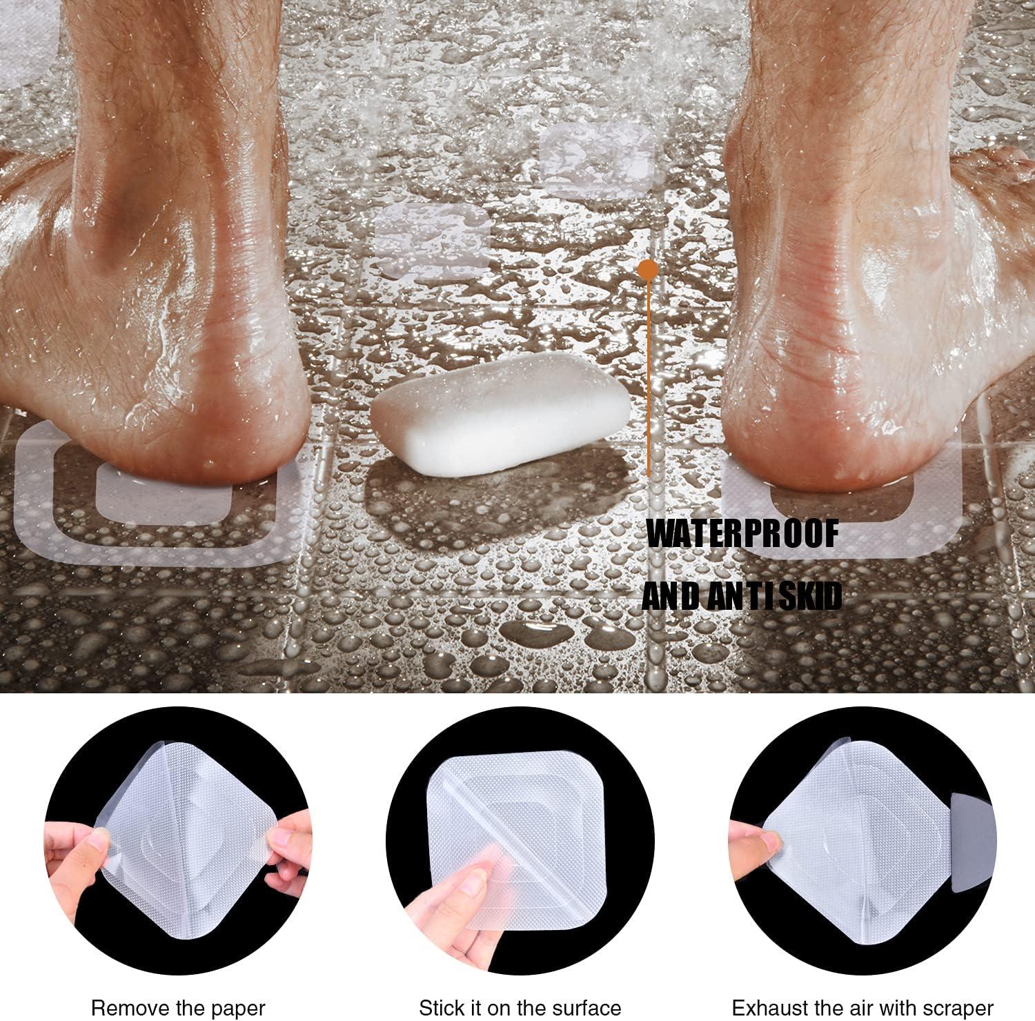 imageNonSlip Bathtub Stickers 36 PCS Safety Bathroom Tubs Showers Treads Adhesive Decals Scraper BlueClear