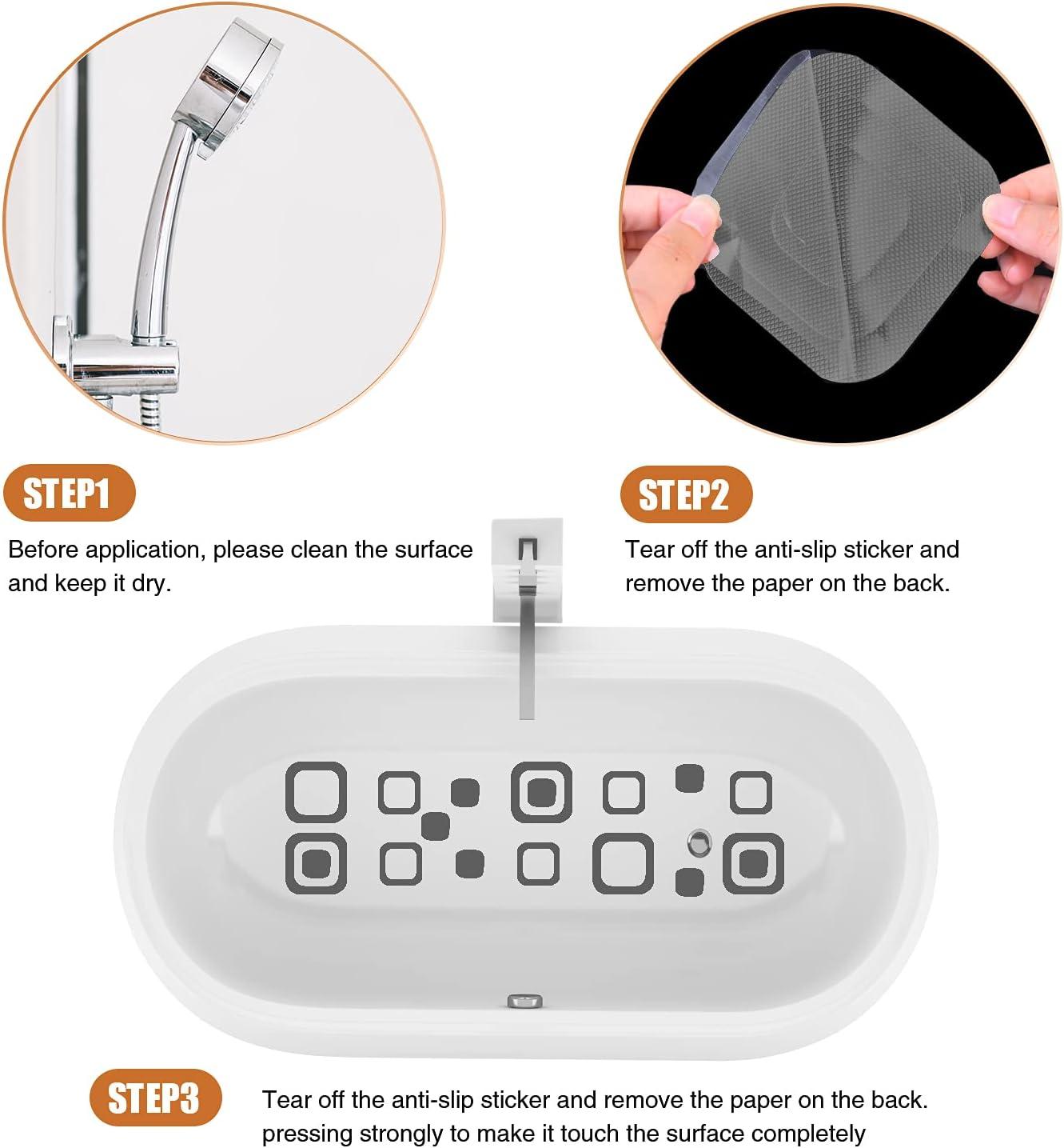 imageNonSlip Bathtub Stickers 36 PCS Safety Bathroom Tubs Showers Treads Adhesive Decals Scraper BlueGrey