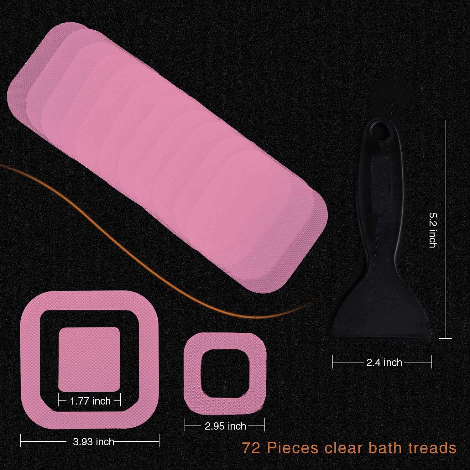 imageNonSlip Bathtub Stickers 36 PCS Safety Bathroom Tubs Showers Treads Adhesive Decals Scraper BluePink
