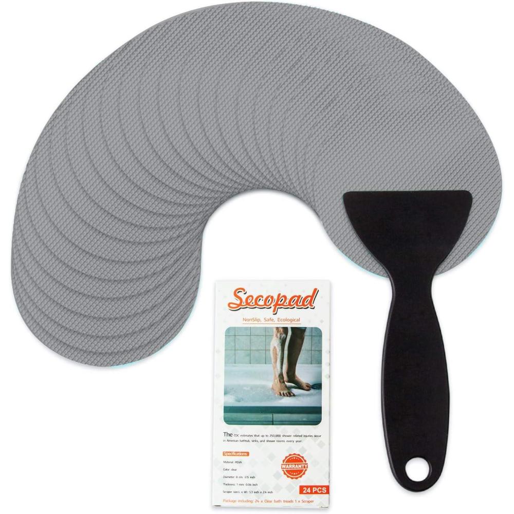 imageBathtub Stickers NonSlip 12PCS Safety Shower Treads Adhesive Appliques with Premium Scraper GreyGrey
