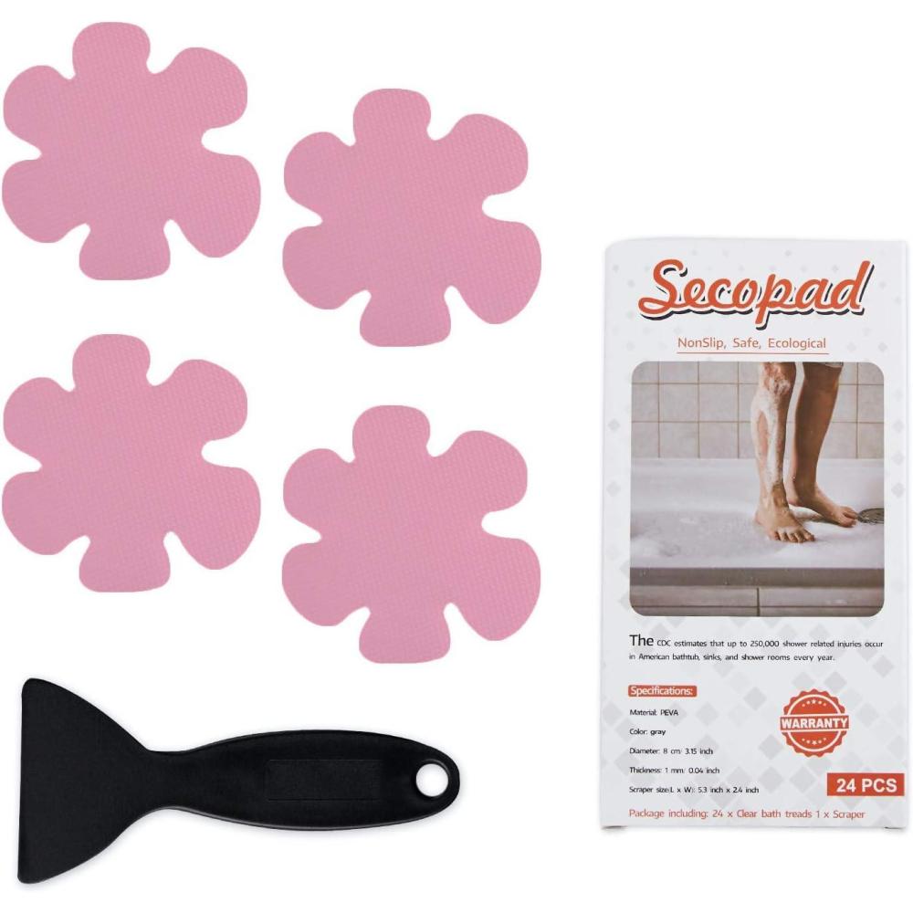 imageBathtub Stickers NonSlip Safety Shower Treads Adhesive Appliques with Premium Scrape Pink