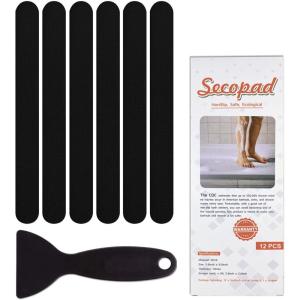 imageAnti Slip Shower Stickers Safety Bathtub Strips Adhesive Decals with Premium Scraper for Bath Tub Shower Stairs Ladders Boats BlueBlack