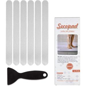 imageAnti Slip Shower Stickers Safety Bathtub Strips Adhesive Decals with Premium Scraper for Bath Tub Shower Stairs Ladders Boats BlueClear