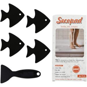 imageBathtub Stickers NonSlip 24 PCS Safety Shower Treads Adhesive Appliques with Premium ScraperBlack