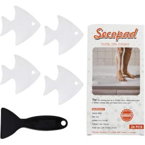 imageBathtub Stickers NonSlip 24 PCS Safety Shower Treads Adhesive Appliques with Premium ScraperClear