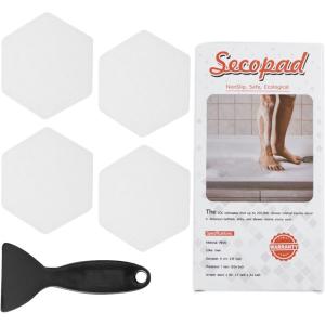 imageOriginal Bathtub Stickers NonSlip Hexagon Safety Shower Treads Adhesive Appliques with Premium ScraperWhite
