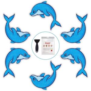 image:imageNon Slip Dolphin Bathtub Stickers 20 PCS Adhesive Kids Anti Slip Decal Treads for Shower and Bath Tub with Premium ScraperDolphin