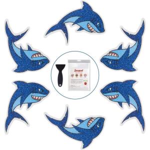 image:imageNon Slip Dolphin Bathtub Stickers 20 PCS Adhesive Kids Anti Slip Decal Treads for Shower and Bath Tub with Premium ScraperShark