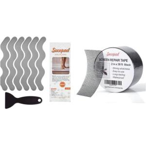 image:image24 PCS Grey Patented Anti Slip Shower Stickers and 2 in X 30 FT 360IN Black Window Screen Repair Tape
