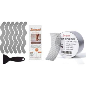 image:image24 PCS Grey Patented Anti Slip Shower Stickers and 2 in X 30 FT 360IN Grey Window Screen Repair Tape